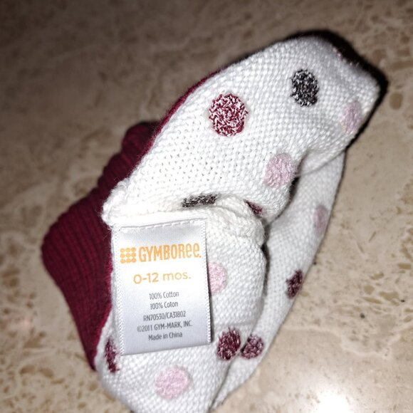 Gymboree infant baby cotton knit hat cupcake red white polka dots - Picture 3 of 3